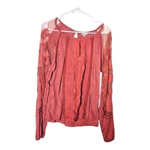 Lucky Brand: Coral Pink Lace Top ~NWOT! 💛